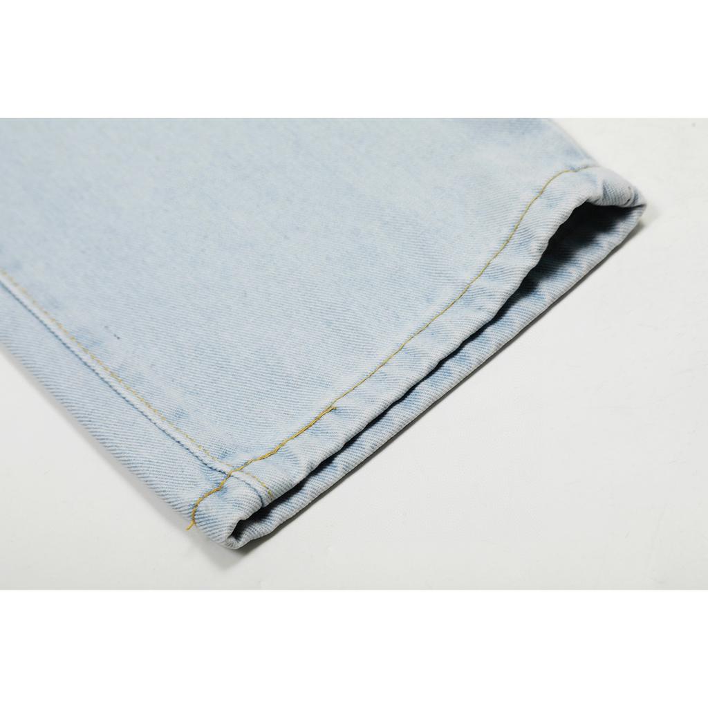 M47 Jeans de Moda de Estilo Americano para Hombre y Mujer con Parches de Tela, Agujeros, Bordados, Pantalones Casuales y de Moda para la Calle