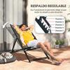 Sun Loungers, Set of 2, Folding Aluminum, 5-Position Backrest, Headrest, 60 X 100 X 85 Cm, Grey