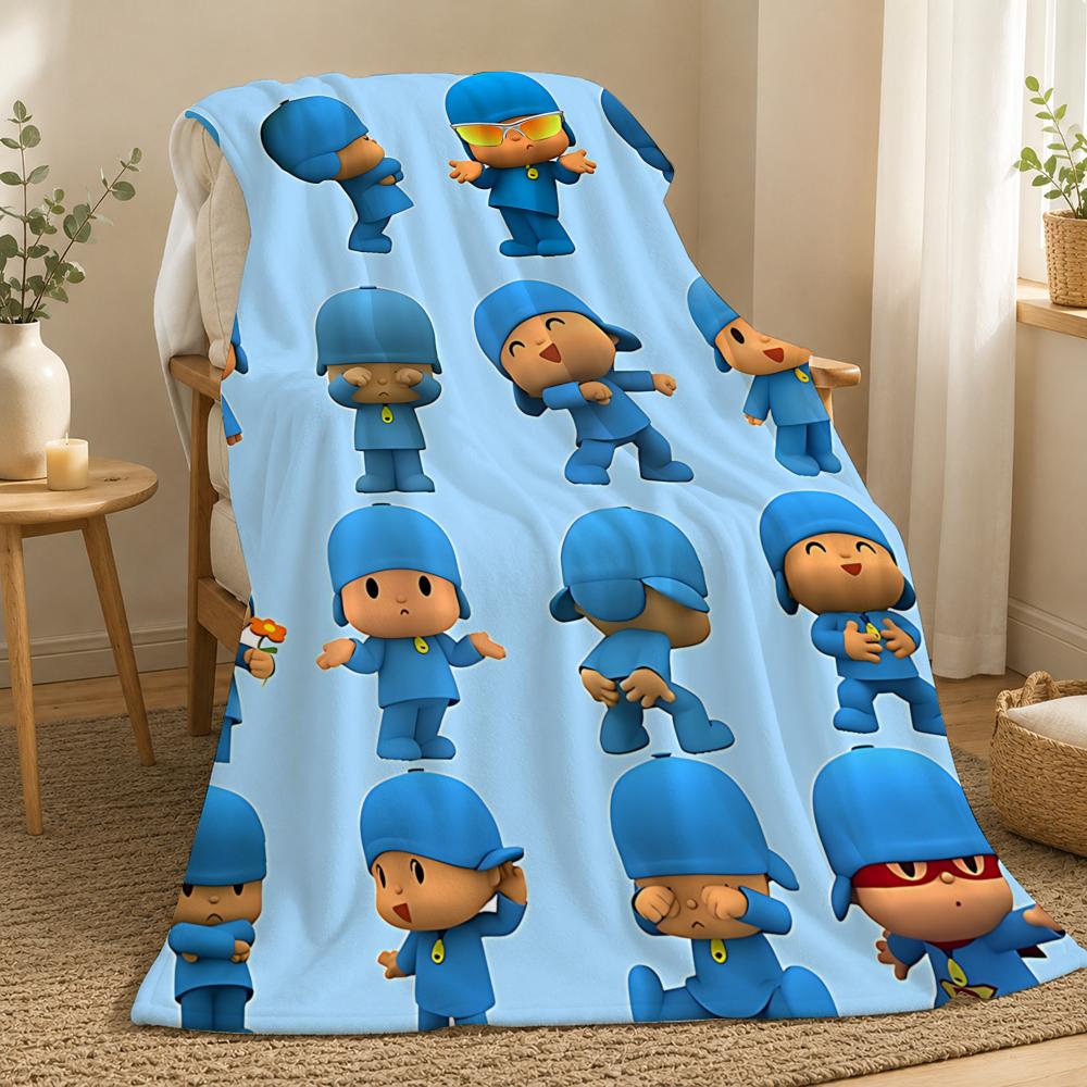 Pocoyo Cartoon Throw 240g flannel blanket, suitable for sofas, beds, offices, exquisite gift blankets 75X95CM