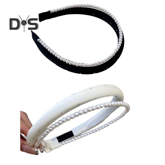 Hårbånd med imitert perle, lett, dobbeltlags design, hårbøyle i fransk stil, myk, allsidig antrekkstilbehør