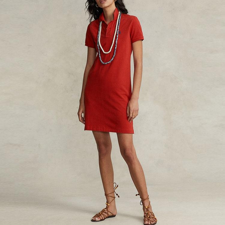 Polo Ralph Lauren Cotton Mesh Polo Dress Women Dresses Red WMPODRSNFA20227-600