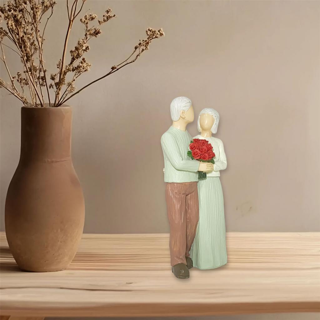 Resins Decorative Statue Commemorates Special Anniversaries Romantics Loving Elderly Couple Sculpture for Valentines Day
