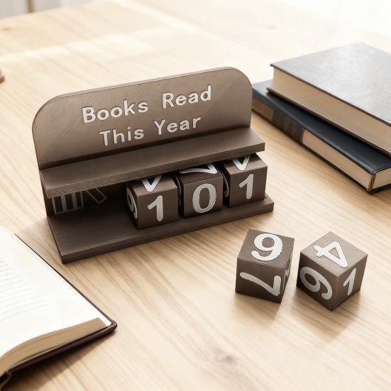 Yousheng 1 Set 3D Printed Reading Tracker Book Read This Year Counter with Number Blocks Reading Nook Decoration for Bookshelf Desk Reading Challenge