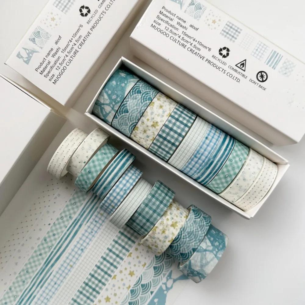Vintage Style 10 Rolls Washi Tape Set Adhesive Multi-Pattern Scrapbooking Tape Retro DIY Journals Deco Art Supplies