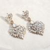 Retro Iridescent Rhinestone Fan-Shaped Dangle Earrings for Dinner Parties