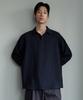 Relaxed Linen-Like Tunic Shirt [Navy]