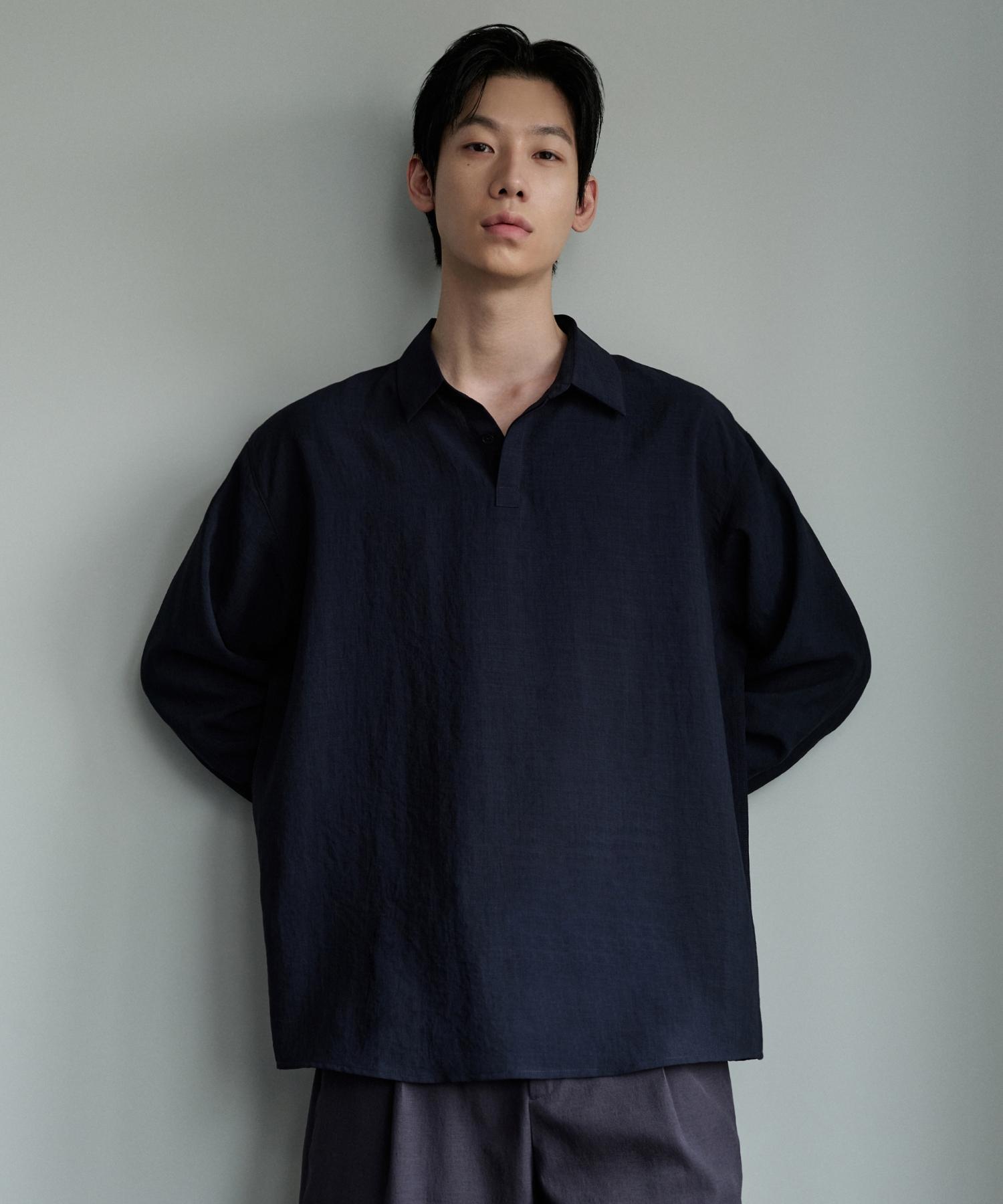 Musinsa Standard Relaxed Linen-Like Tunic Shirt [Navy] Navy/M