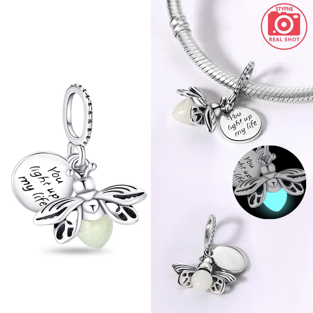 In Copper Colors Gold Glow In The Dark Firefly Charms Light Up Beads Fit Original Bracelet For Women Diy Jewelry Gifts