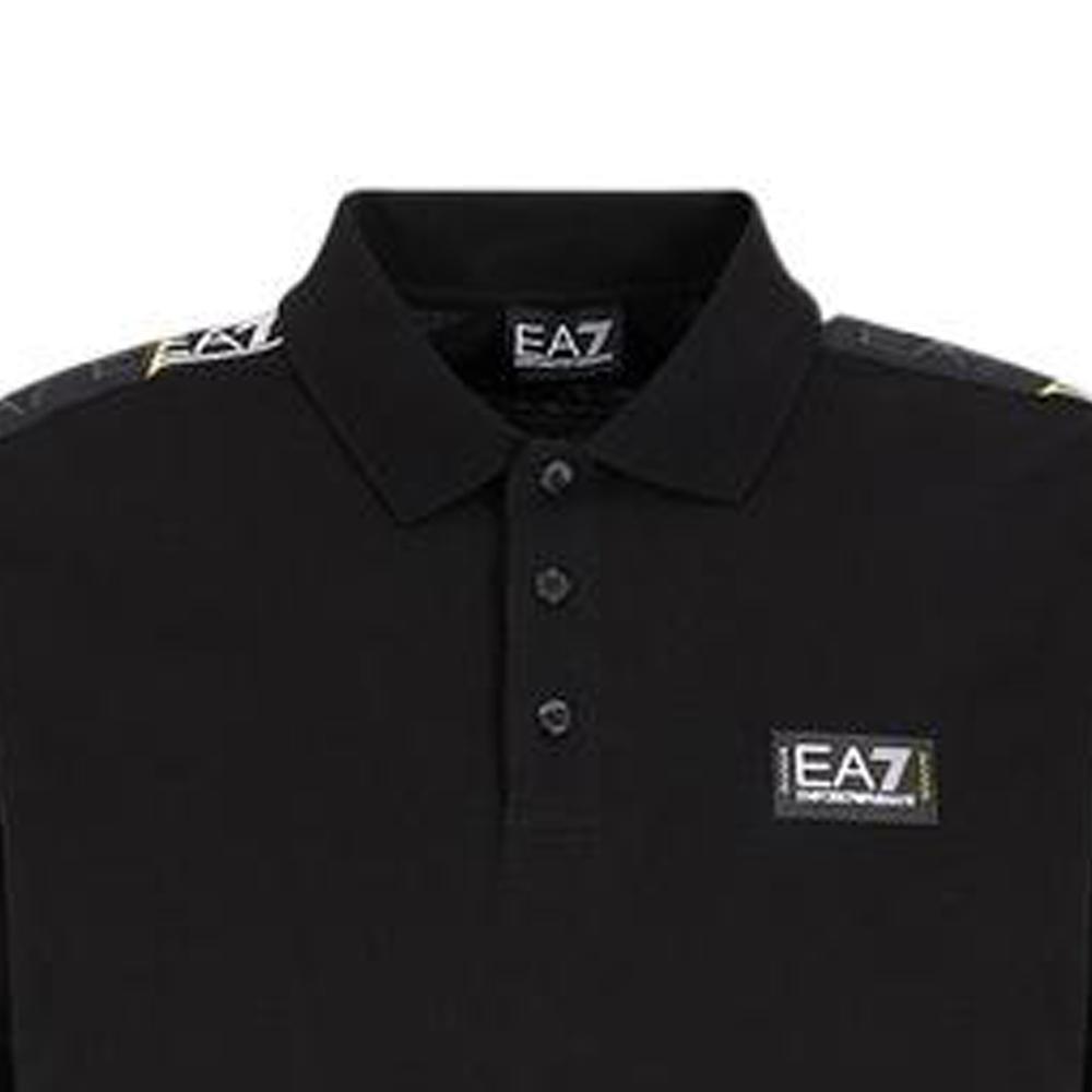 Emporio Armani EA7 SS23 Color Block Logo Short Sleeve Polo Shirt Men tops Black 3RPF52-PJ02Z-1200