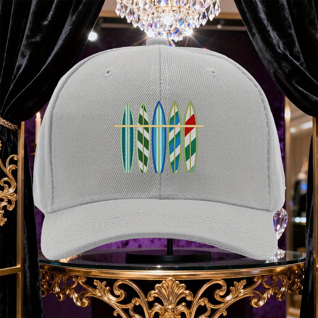 Surfboards Graphic Baseball Cap Vintage Style Adjustable Polyester Casual Hat for Unisex Adults