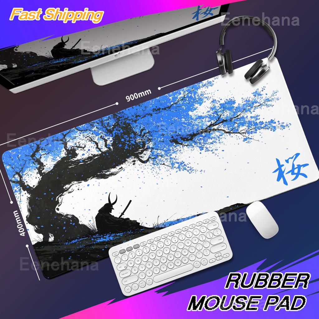 Sakura Samurai Schwarzes Mauspadd Tuschemalerei Kunst Tischmatte Gamer Gaming Laptop Teppich PC Büro Zubehör E-Sport Großes Mauspadd
