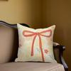 Bow & Petal Square Jacquard Pillow Cover for Sofa Office Waist Cushion Cover Home Decorative Pillowcase