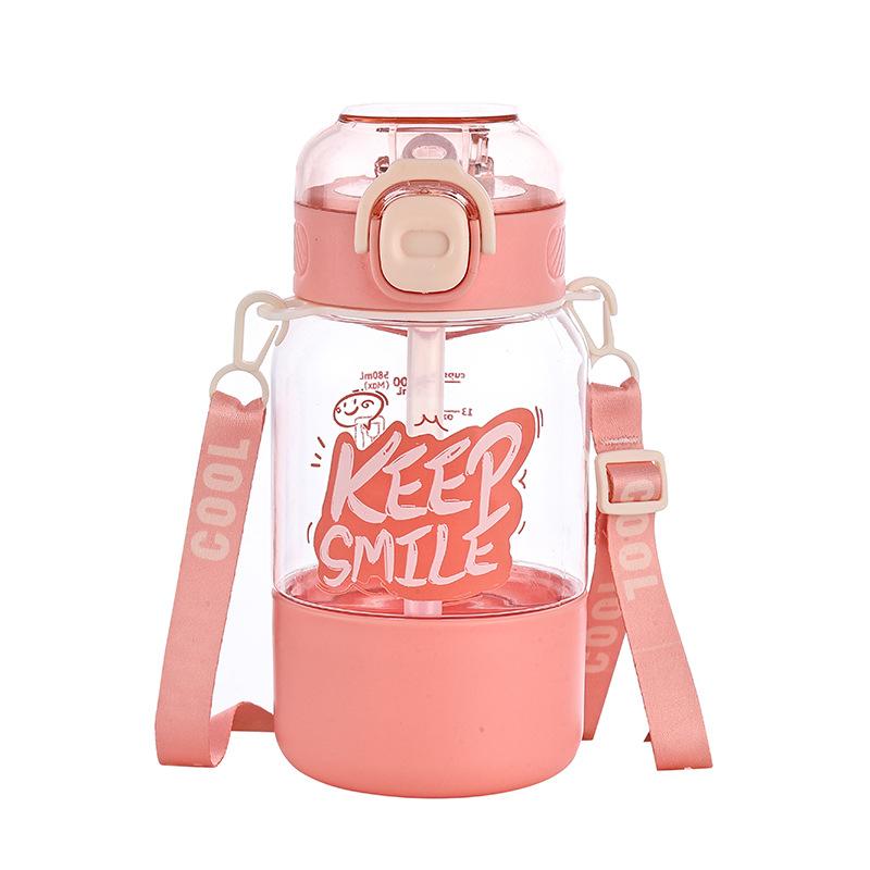 Water bottle high value children's water cup summer new kindergarten baby straw cup outdoor sports portable kettle anti-drop