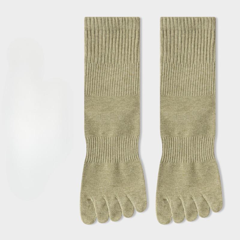 Chaussettes à cinq doigts, Chaussettes mi-mollet en coton pour femmes, Antibactériennes, Absorbant la sueur, Chaussettes de sport sans couture, Chaussettes fines de couleur unie à orteils séparés