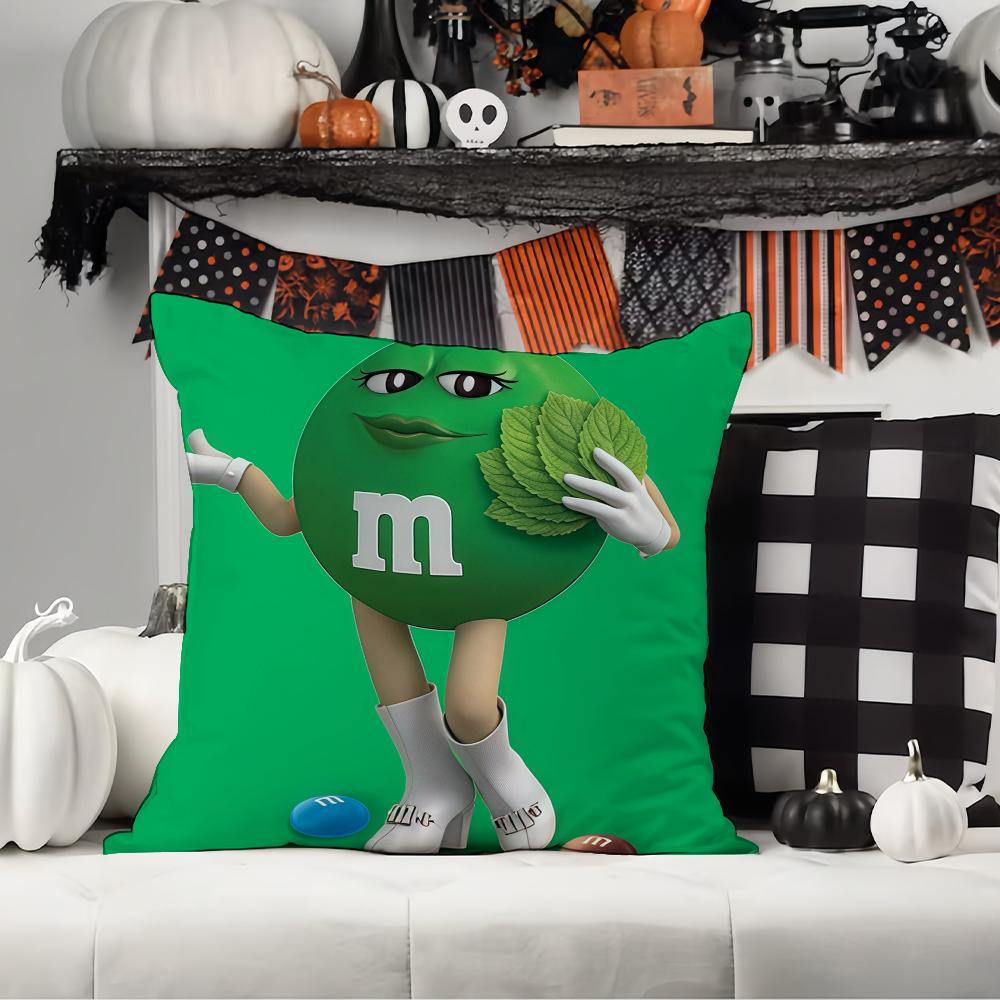 C-Chocolate Beans M-M And M-M'S Pillow Case Office Cushions Suitable For Sofa Car Bedroom Decorative Cushion Cover