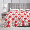 Pink Strawberry Print Flannel Blanket  Soft Throw Blanket for Living Room Travel Fashion Bedspread Sofa Bed Cover