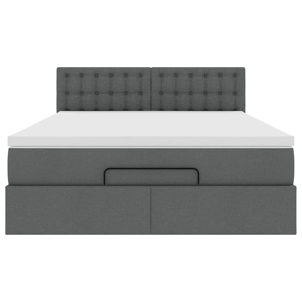 Ottoman Bed with Mattress Dark Grey 140 X 200 Cm Fabric