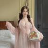 Women's Sexy Large Size Silk Suspender Pajama Set with Butterfly Crystal Sequins & Chest Pads