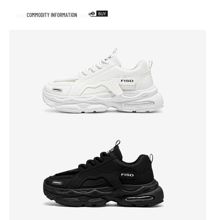 Men's Summer Breathable White Trendy Thick-Soled Sneakers - Casual Dad Shoes.