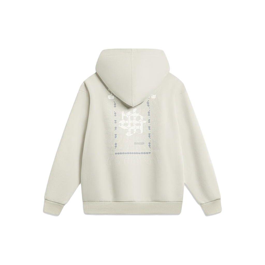 Li-Ning China Culture Series Pattern Print Hoodie Long Sleeve Sport Sweatshirt Men Tops Dawn-Gray AWDT899-5