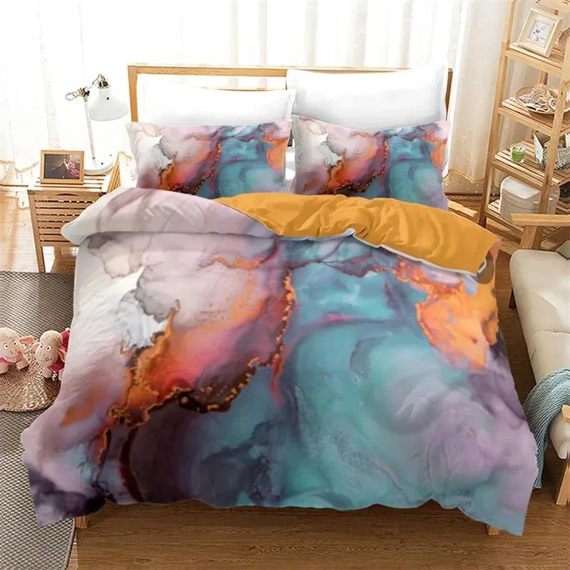 Husă de Plapumă Marmură Set de Lenjerie de Pat Geometric Abstract Microfibră Husă de Plapumă Full King Pentru Decor Dormitor Copii Fete Băieți