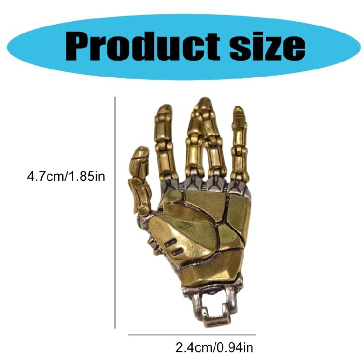 Futuristic Bionic Arm Copper Necklace Movable Finger Joints Robot Hand Charm Handcrafted Jewelry Gift for Men Women