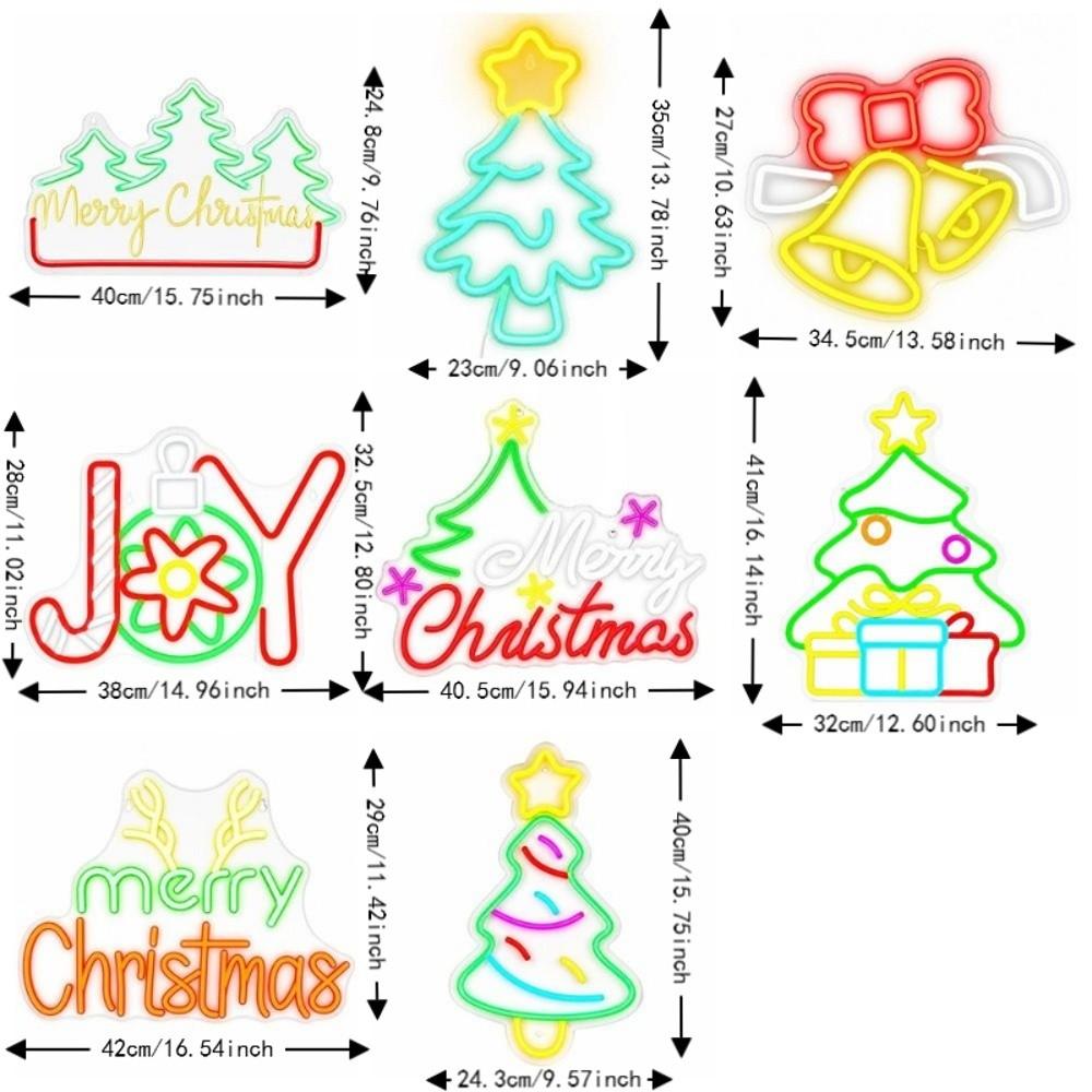 Multicolor Christmas Neon Sign USB Powered Vibrant LED Light Christmas LED Neon Light Light Up Design Plug-and-Play