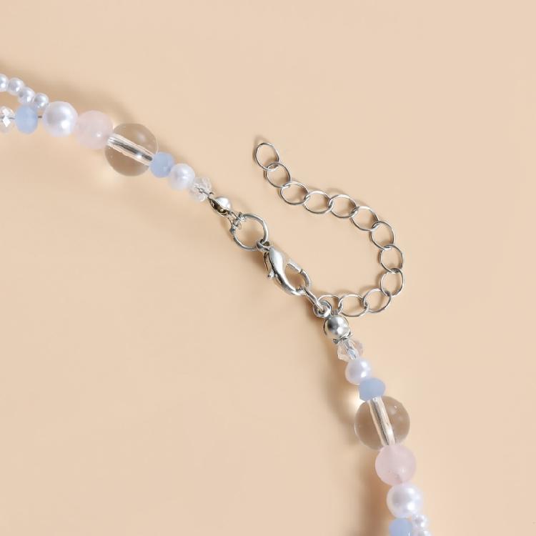 Delicate Chic Collarbone Chain Beautiful Beaded Necklace with Bowknot Pendant