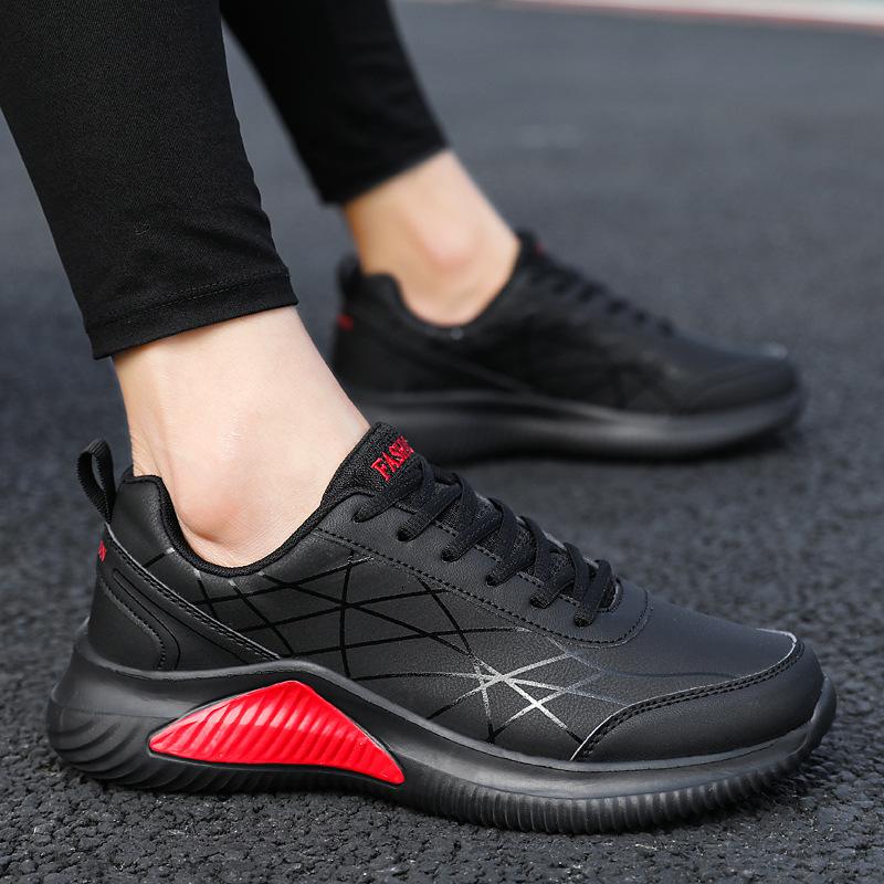 Foreign trade men's shoes autumn leather sports shoes men's waterproof and non-slip running shoes black versatile soft-soled casual shoes