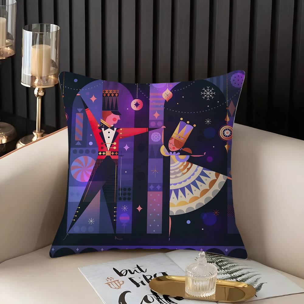 Nutcracker Soldier Christmas Pillow Case Home Dorm Chair Back Short Plush Double-sided Printing Office Nap Time Cushion Cover