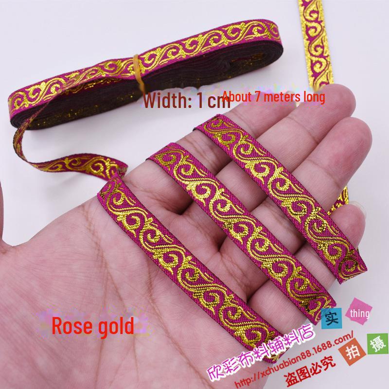 Ethnic Style Gold Lace Ribbon Embroidery Accessories No. 100