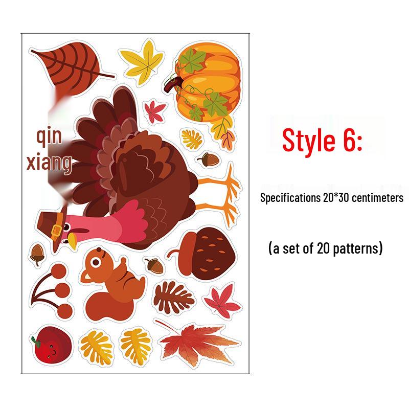 Thanksgiving Turkey & Autumn Maple Leaf Wall Stickers