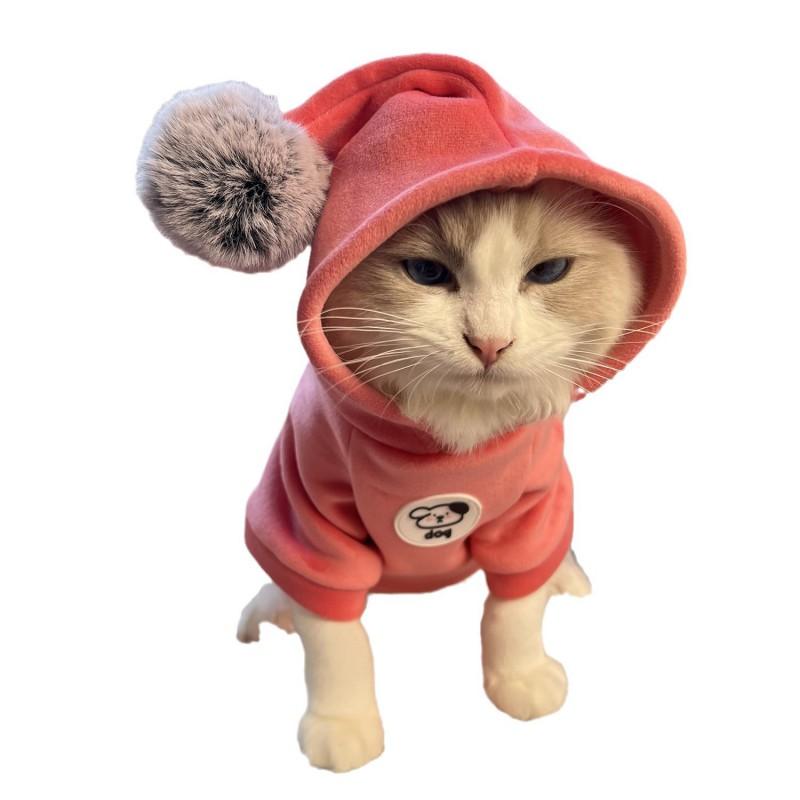Double-Layer Thickened Soft Velvet Hooded Dog Cat Two-Legged Winter Coat Small Medium Large Breeds