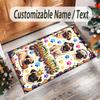 Pug Theme Crystal Velvet Floor Rug Personalized Custom Name Text Warm Carpet Home Decoration