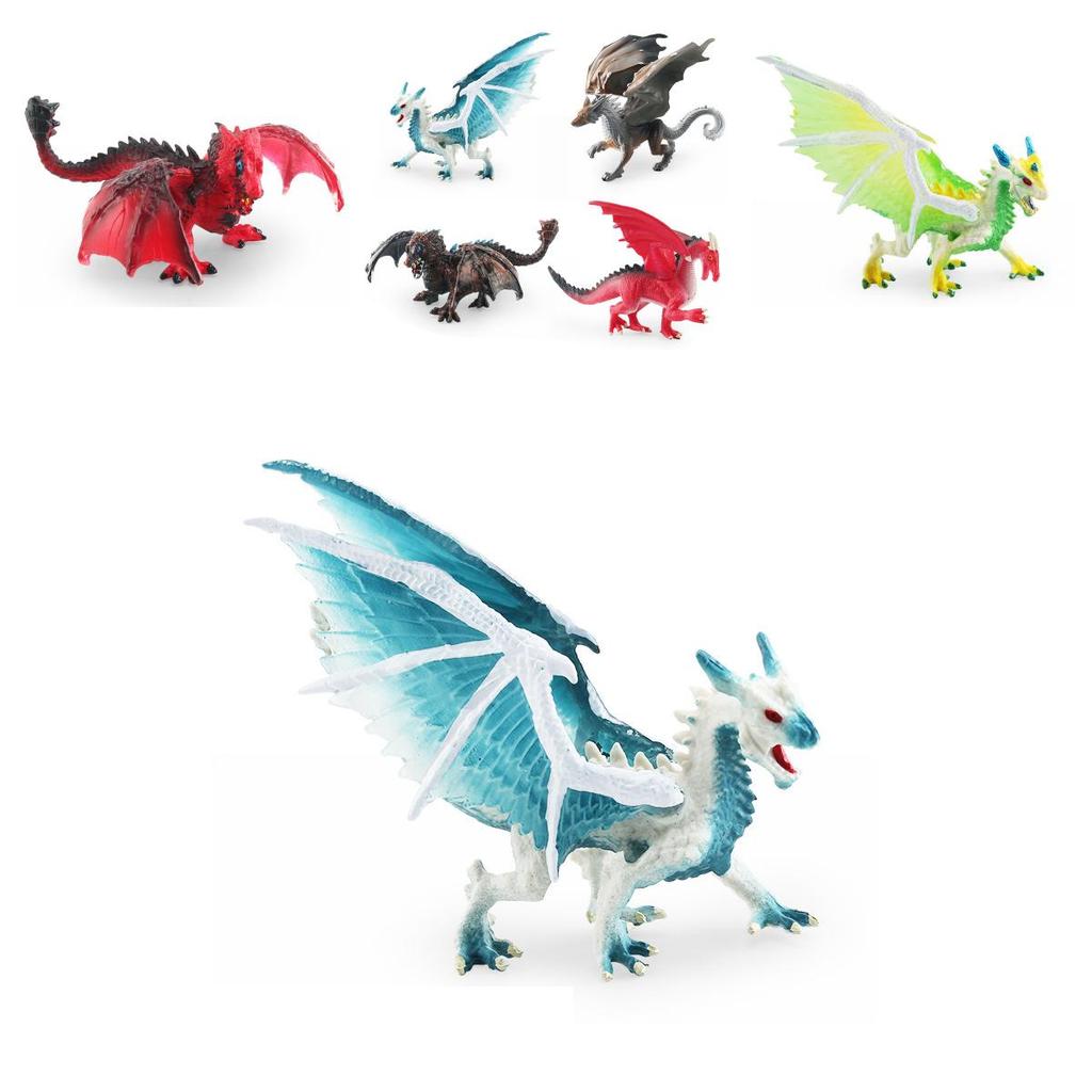 Exquisite Pvc Dragon Sculpture Western Mythological Beasts Ice Dragon Steel Dragon Tabletop Ornament
