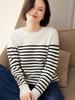 2025 Autumn/Winter Women's Color Block Stripe Cashmere Pullover Sweater - Round Neck, Long Sleeve Knitwear