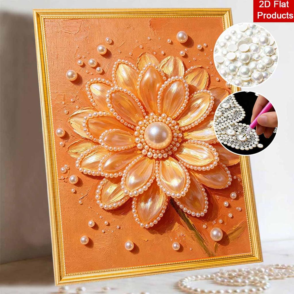 Pearl Painting Kit 3D Gold Flower Jewelry Art Handmade DIY Home Decoration Painting Wall Decor Relief Craft Gift