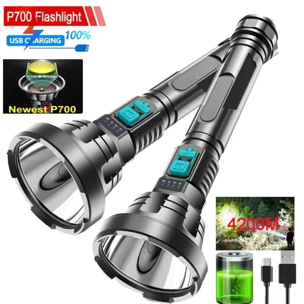 3000M Long Short High Power USB Rechargeable LED Flashlight LED Battery Display Work Light Ultra Powerful Flashlight Lamp Portable Torch Flash