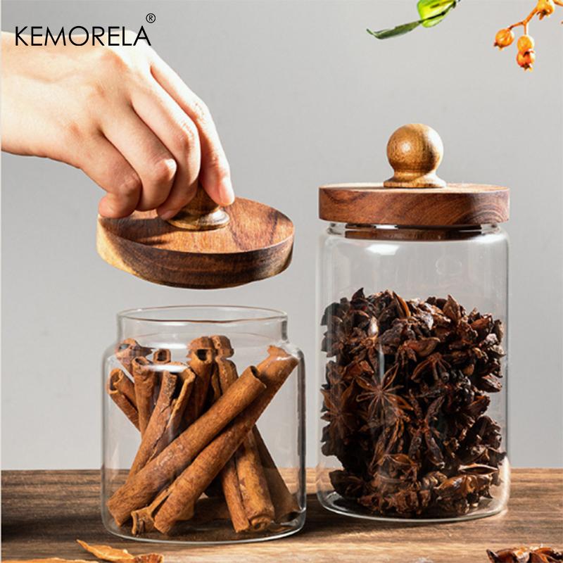 KEMORELA Coffee Bean Containers Airtight Food Containers Hermetic Pots for Food Container for Cereals Glass Jar With Lid Storage