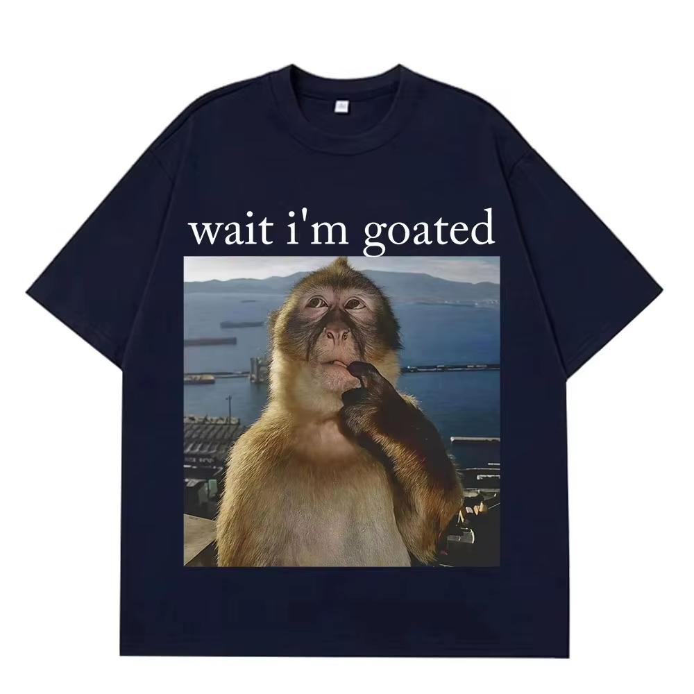Unisexs Funny Thinking Monkey Meme Tshirt Casual Graphics Women Cotton Tee Loose Short Sleeve Tops Streetwear Unisex Allseason