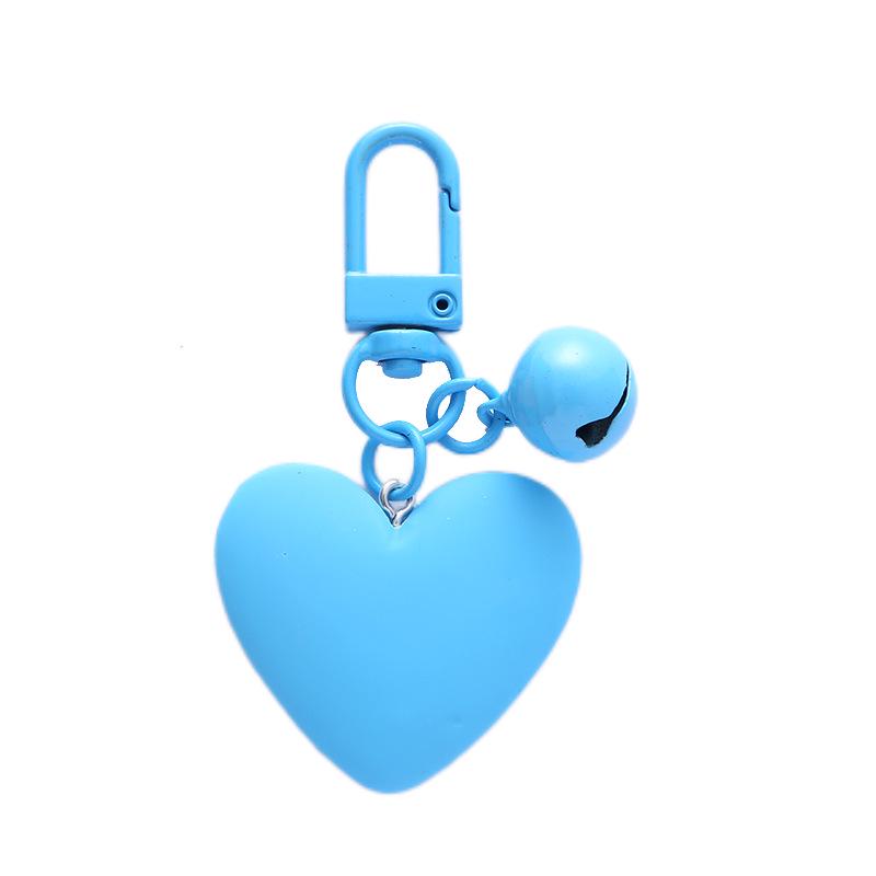 Candy Heart Bell Keychain: Cute Peach Heart Earphone Case Pendant