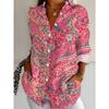 Large Size Women's Long Sleeve Shirt Paisley Print Loose Print Shirt Medium and Long