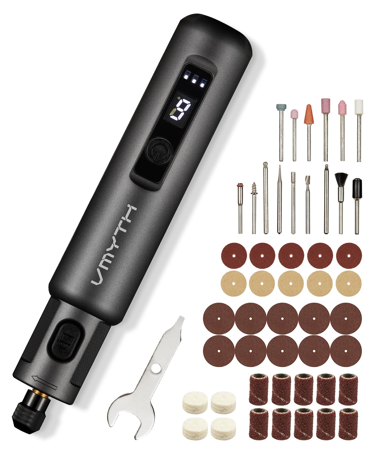 

VMYTH iPen E1 Беспроводная электрическая гравировальная ручка Мини роторный инструмент с 52 6-скоростным светодиодом Быстрая Подходит для полировки и полировки металла и 3,7 В Набор,