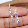 Solid 925 Sterling Silver Blue Chalcedony Handmade Dangle Drop Earring Gift For Her