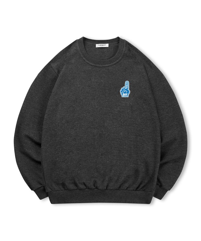 TOPBOY [Non-Fleece Or Fleece-Lined] Number One Printed Sweatshirt (C Type)