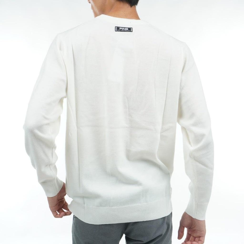 Ping Apparel Men's Classic Crew Neck Sweater (One-Point Logo) / Golf / 621-3270001 030_White, Size LL