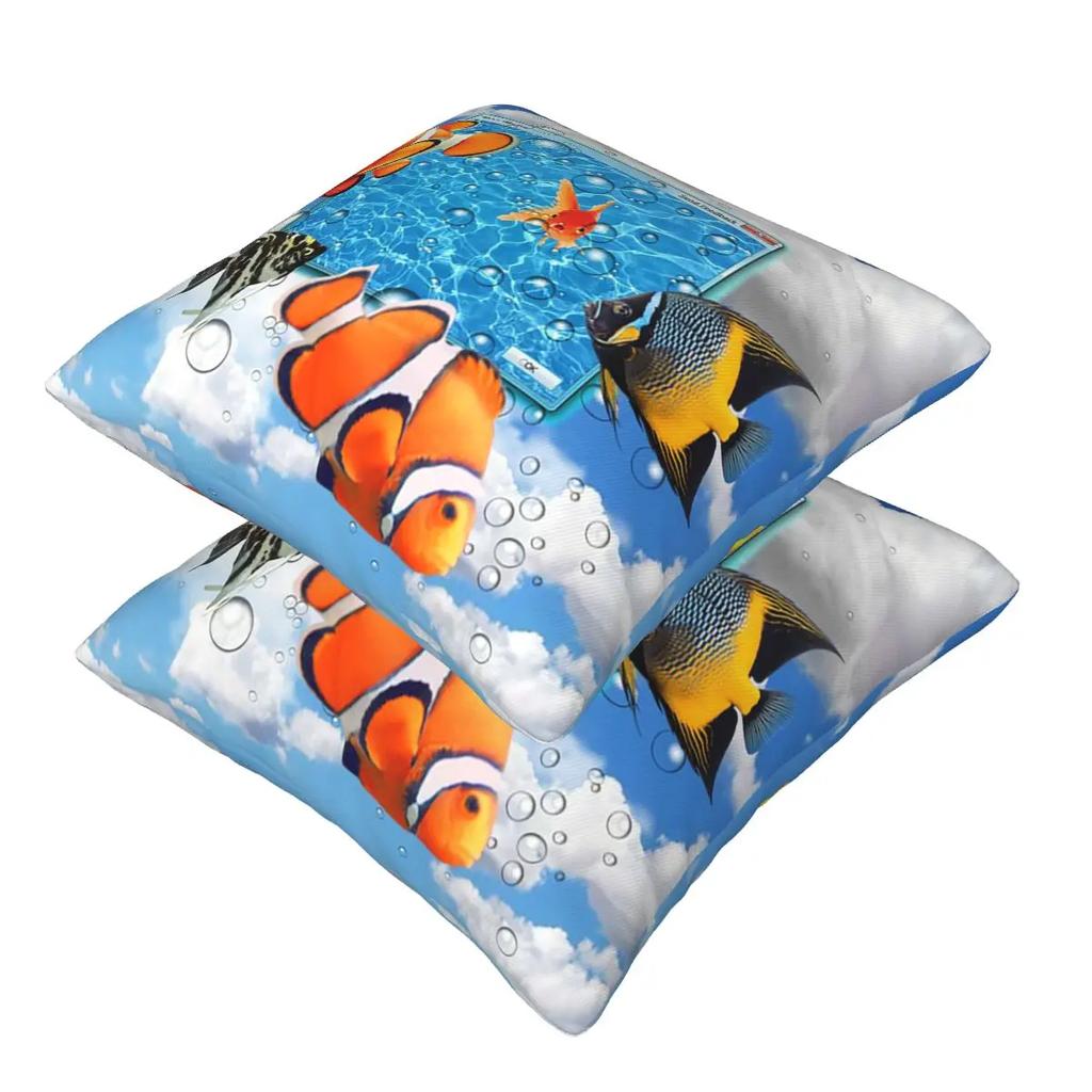 Swimming Frutiger Aero Fish 2 Pcs Square Pillowcase Pillow Cover Cushion Decor Comfort Throw Pillow For Home Bedroom
