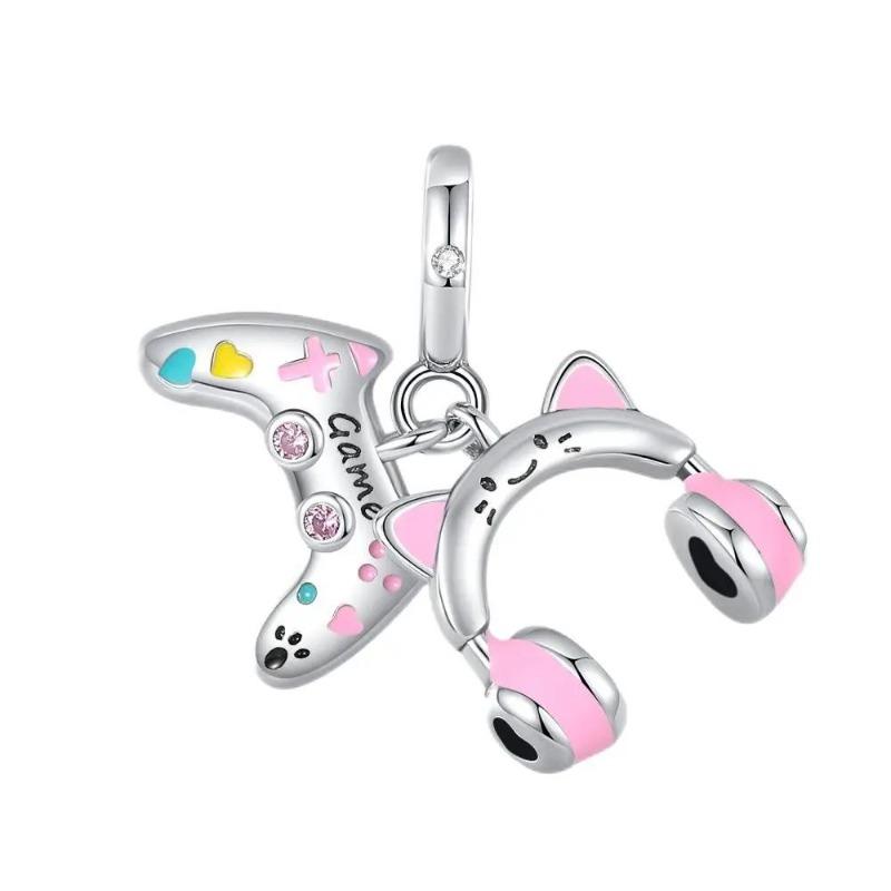 Back To School Copper Charms Bag Earphone Magic Cube Watch Games Console Bead Pendant Fit Bracelet Necklace Jewelry