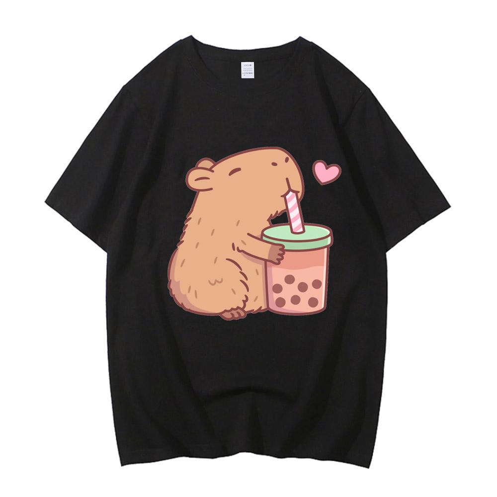 Capybara Ringer T-shirts Rolig Capibara Gnagare Djurälskare Humor T-shirt Dam Unisex Högkvalitativa Casual Kortärmade Toppar