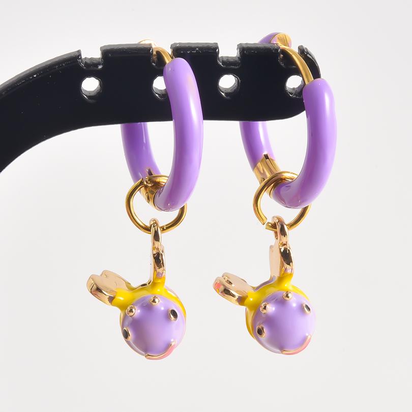 1Pair Dopamine Enamel Sweet Heart Cute Bee Flower Girl Aesthetic Aretes Funny Food Cake Gothic Star Hoop Earrings Jewelry